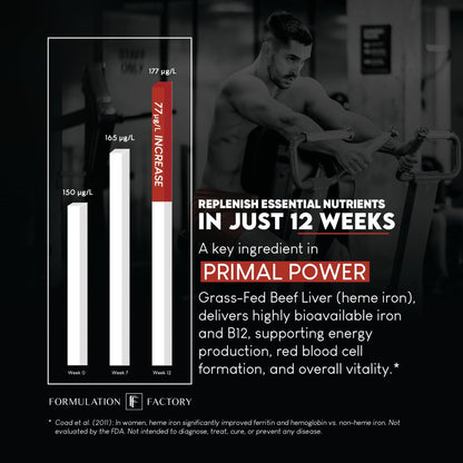 Formulation Factory Primal Power 10-in-1 Grass-Fed Organ Supplement with Beef Liver, Heart, Marrow, Testicle, Kidney, Supports Vitality, Hormones, Energy, Immunity (4 Month Supply, 240 Capsules) - Maple Wellness Supplements