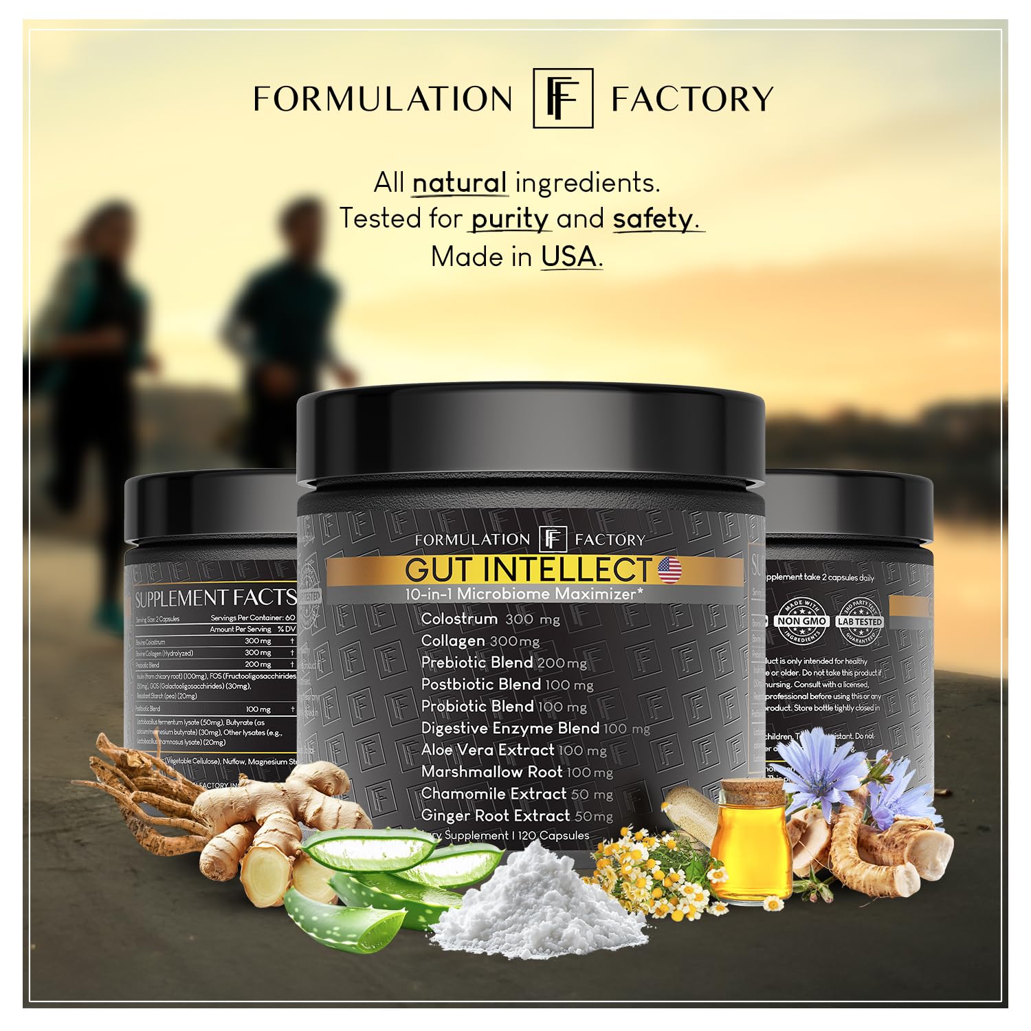 Formulation Factory Probiotics for Women & Men - Gut Intellect 10-in-1 Digestive Enzymes with Prebiotics and Postbiotics - Total Gut Health Supplement - 120 Capsules, 2 Month Supply - Maple Wellness Supplements