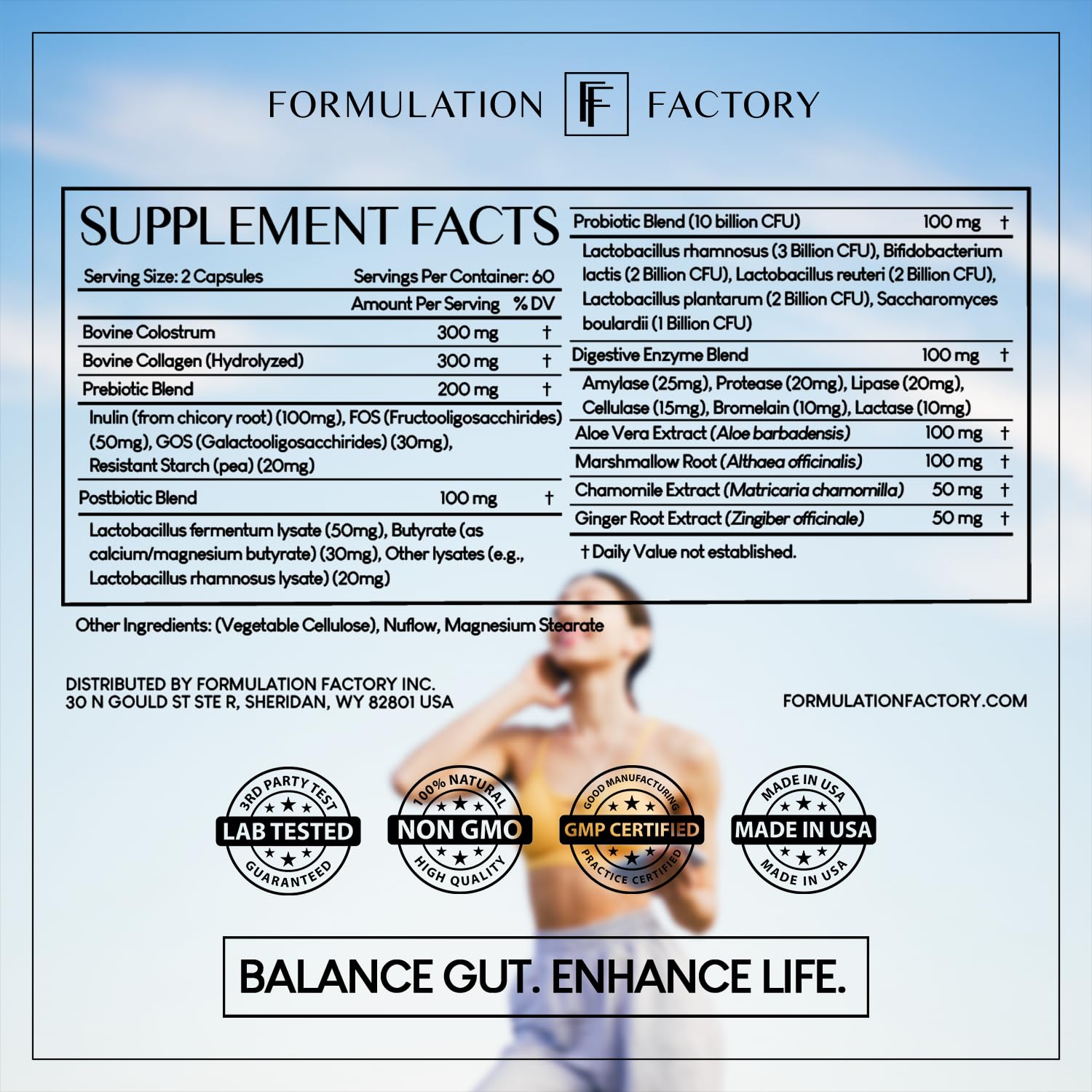 Formulation Factory Probiotics for Women & Men - Gut Intellect 10-in-1 Digestive Enzymes with Prebiotics and Postbiotics - Total Gut Health Supplement - 120 Capsules, 2 Month Supply - Maple Wellness Supplements