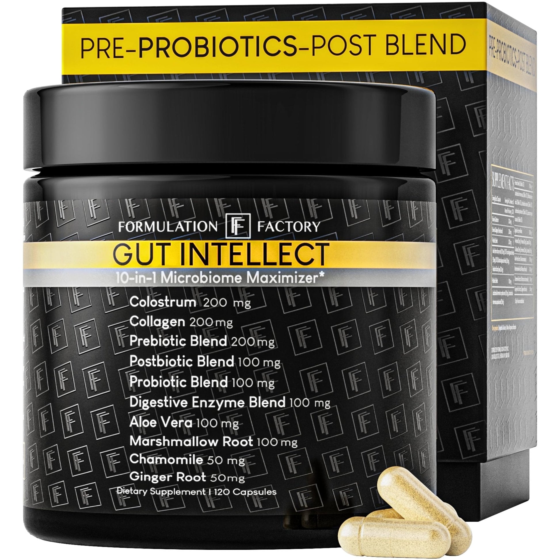 Formulation Factory Probiotics for Women & Men - Gut Intellect 10-in-1 Digestive Enzymes with Prebiotics and Postbiotics - Total Gut Health Supplement - Maple Wellness Supplements