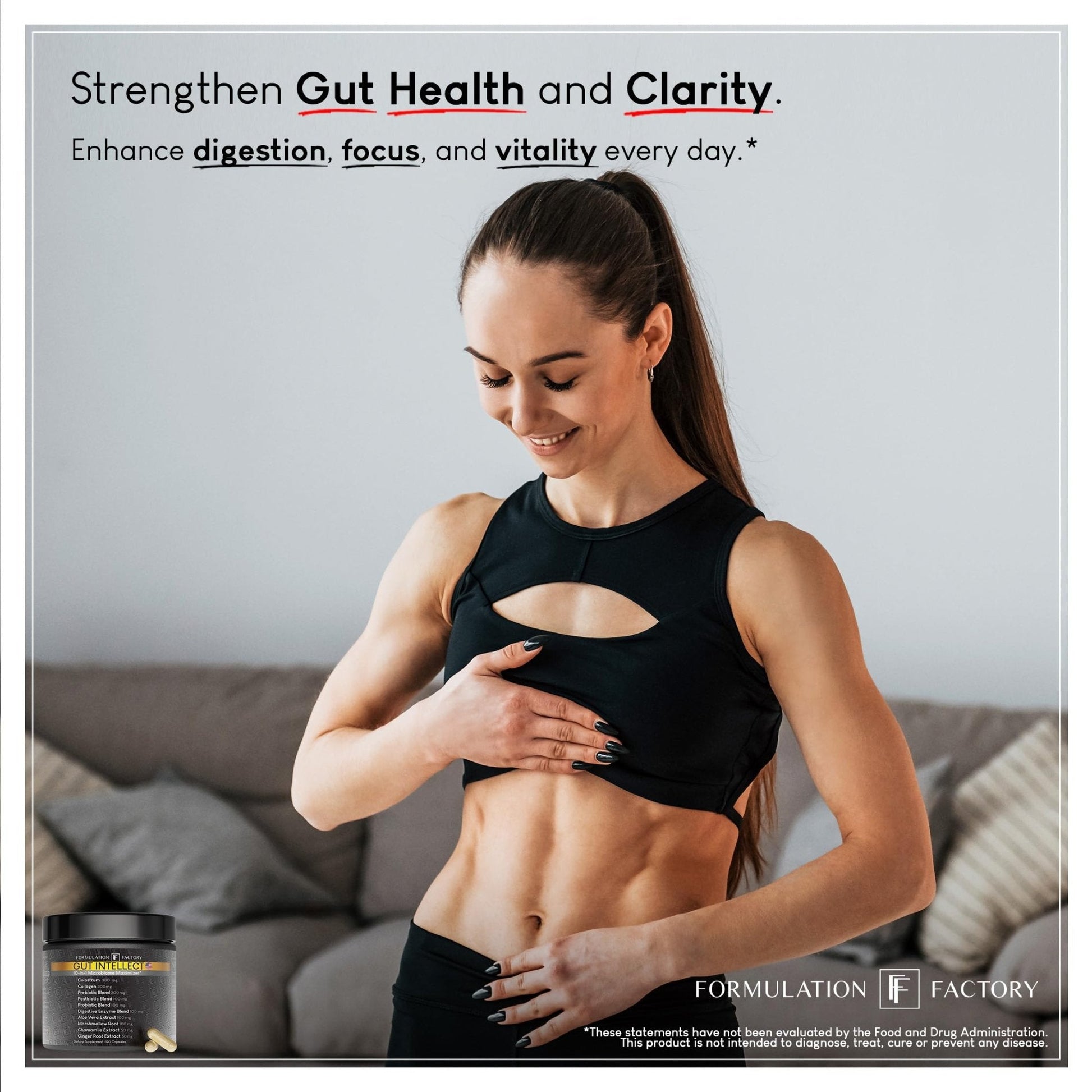 Formulation Factory Probiotics for Women & Men - Gut Intellect 10-in-1 Digestive Enzymes with Prebiotics and Postbiotics - Total Gut Health Supplement - Maple Wellness Supplements