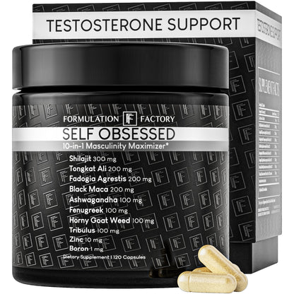 Formulation Factory Self Obsessed 10-in-1 Natural Booster for Men, Supplement for Men with Shilajit, Tongkat Ali, Fadogia Agrestis, 120 Capsules, 2 Month Supply - Maple Wellness Supplements