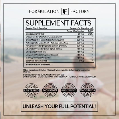 Formulation Factory She's Obsessed: 10-in-1 Hormone Balance Maximizer with Shilajit, Maca, Ashwagandha, DIM, Dong Quai, Zinc & More for Vitality & Balance – 120 Capsules 2 Months - Maple Wellness Supplements