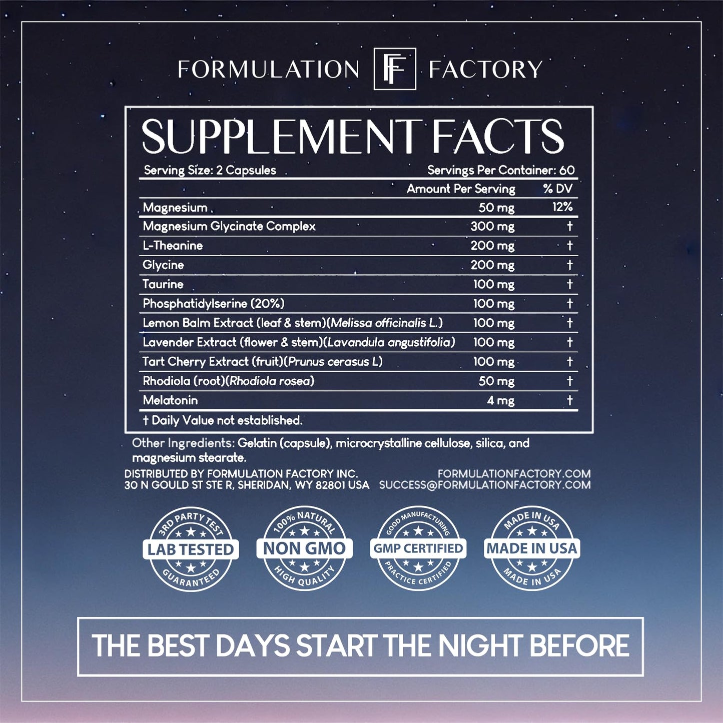 Formulation Factory The Night Before 10-in-1 Sleep Support | Melatonin 4mg, Magnesium Glycinate 300mg, L-Theanine, Glycine & More | Supports Relaxation, - Maple Wellness Supplements