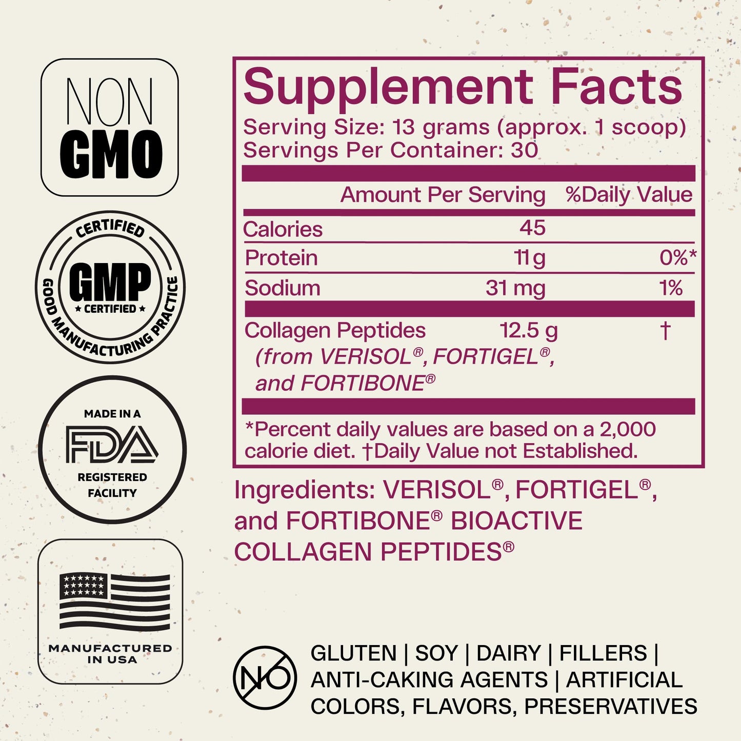 FORTIBONE® Collagen - 3 Clinically-Supported Bioactive Collagen Peptides with FORTIBONE®, FORTIGEL®, VERISOL® Unflavored Collagen for Women - Reduce Wrinkles, - Maple Wellness Supplements