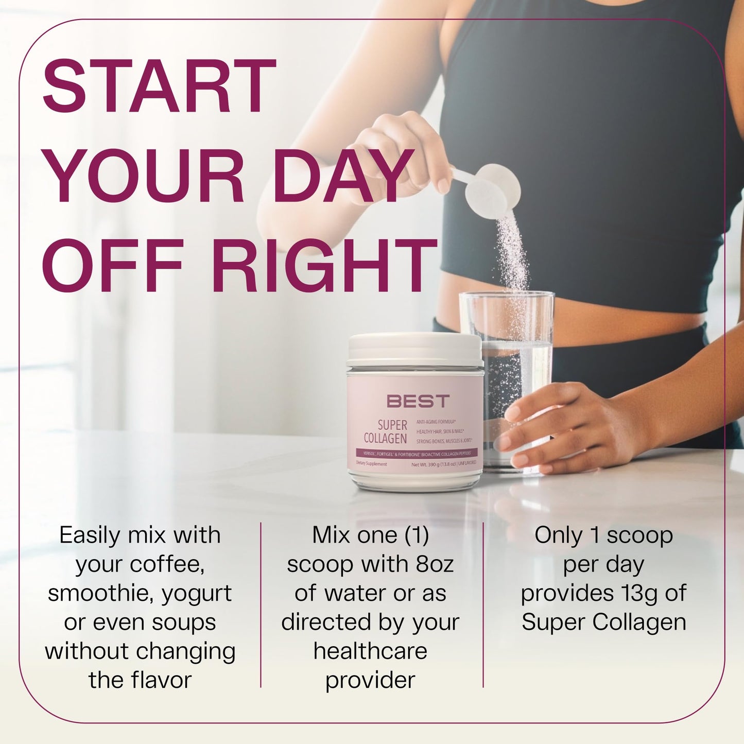 FORTIBONE® Collagen - 3 Clinically-Supported Bioactive Collagen Peptides with FORTIBONE®, FORTIGEL®, VERISOL® Unflavored Collagen for Women - Reduce Wrinkles, - Maple Wellness Supplements