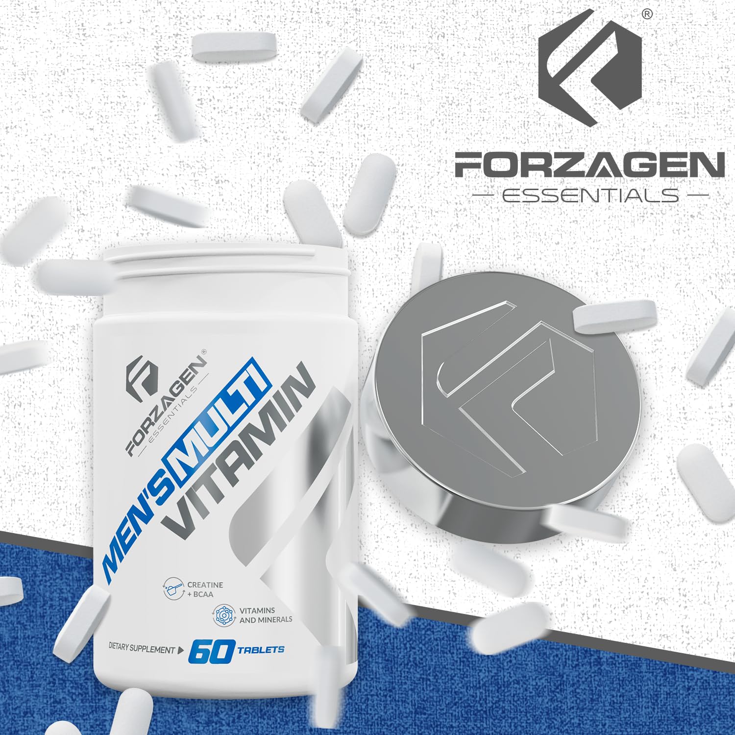 Forzagen Essentials Men's Multivitamin with Creatine and BCAA, Complete Vitamin and Mineral Complex, 60 Tablets - Maple Wellness Supplements