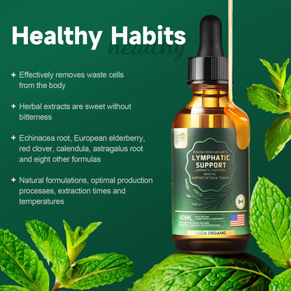 FOTN Lymphatic Drainage Drops - Organic Herbal Supplements - Echinacea | Elderberry | Astragalus | Burdock | Calendula | - Immune Support, Lymphatic Detoxd&Cleanse, 2 fl oz - Maple Wellness Supplements
