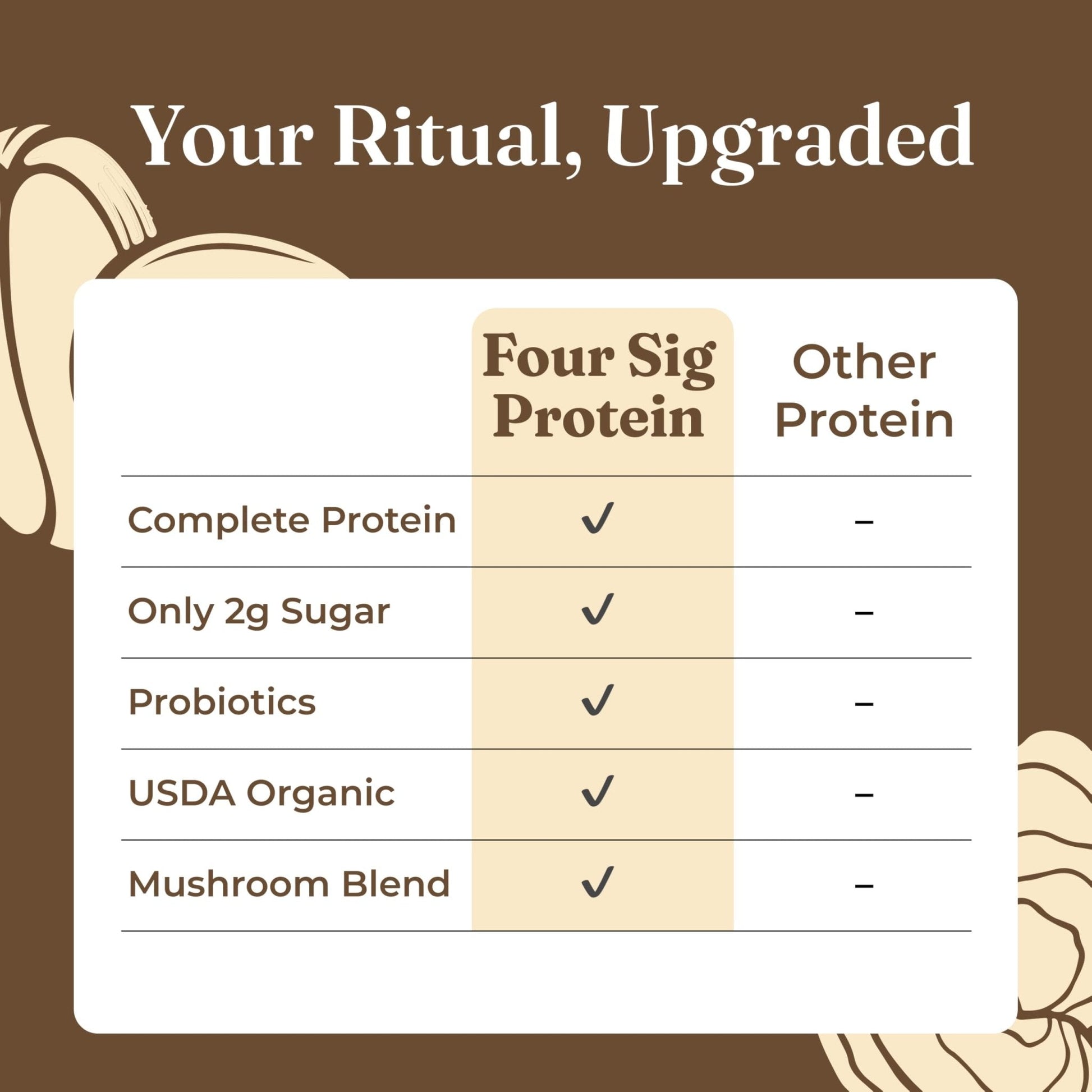 Four Sigmatic Organic Plant-Based Protein Powder | Clean Vegan Protein Elevated with Lion’s Mane, Chaga, Cordyceps and More for Brain Function and Immune Support | Creamy Cacao, 21.16 oz - Maple Wellness Supplements