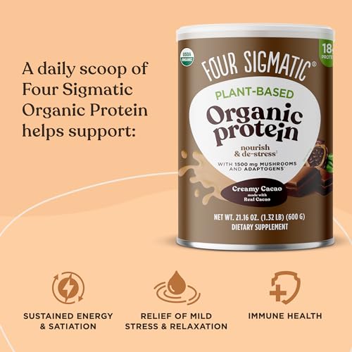 Four Sigmatic Organic Plant-Based Protein Powder Creamy Cacao Protein with Lion’s Mane - Maple Wellness Supplements