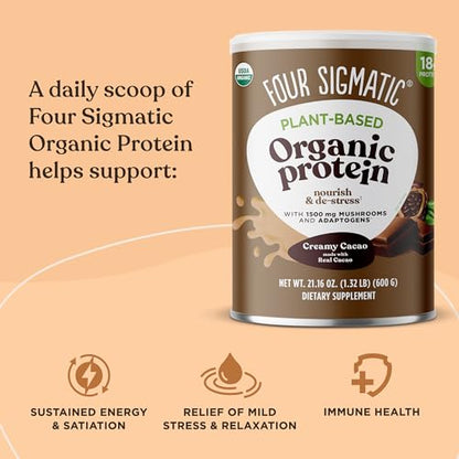 Four Sigmatic Organic Plant-Based Protein Powder Creamy Cacao Protein with Lion’s Mane - Maple Wellness Supplements