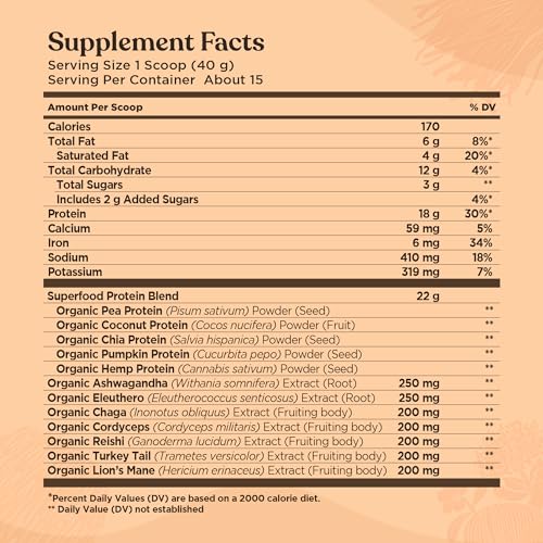 Four Sigmatic Organic Plant-Based Protein Powder Creamy Cacao Protein with Lion’s Mane - Maple Wellness Supplements