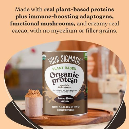 Four Sigmatic Organic Plant-Based Protein Powder Creamy Cacao Protein with Lion’s Mane - Maple Wellness Supplements