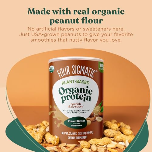 Four Sigmatic Organic Plant-Based Protein Powder Peanut Butter Protein with Lion’s Mane - Maple Wellness Supplements