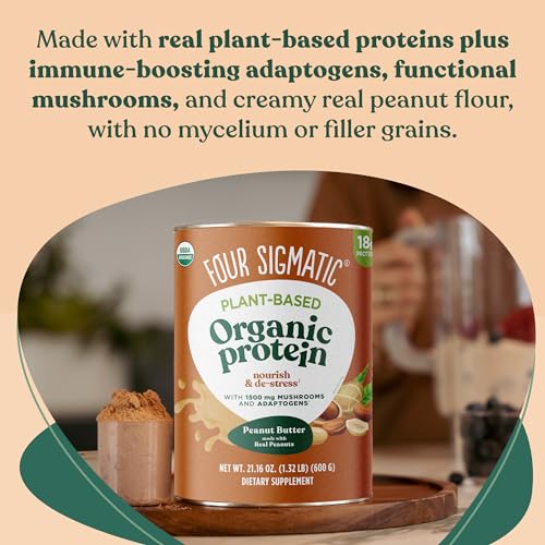Four Sigmatic Organic Plant-Based Protein Powder Peanut Butter Protein with Lion’s Mane - Maple Wellness Supplements