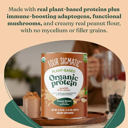 Four Sigmatic Organic Plant-Based Protein Powder Peanut Butter Protein with Lion’s Mane - Maple Wellness Supplements