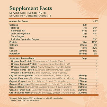 Four Sigmatic Organic Plant-Based Protein Powder Peanut Butter Protein with Lion’s Mane - Maple Wellness Supplements