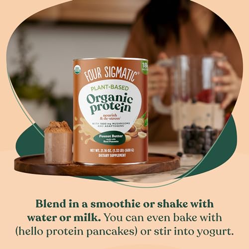 Four Sigmatic Organic Plant-Based Protein Powder Peanut Butter Protein with Lion’s Mane - Maple Wellness Supplements