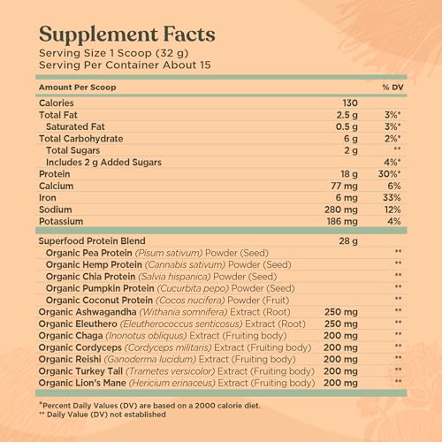 Four Sigmatic Organic Plant-Based Protein Powder Unflavored Protein with Lion’s Mane - Maple Wellness Supplements