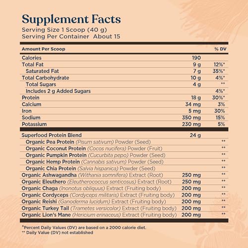 Four Sigmatic Organic Vegan Protein Powder | 18g Plant-Based Protein per Serving - Maple Wellness Supplements