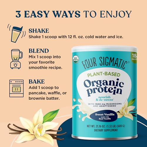 Four Sigmatic Organic Vegan Protein Powder | 18g Plant-Based Protein per Serving - Maple Wellness Supplements