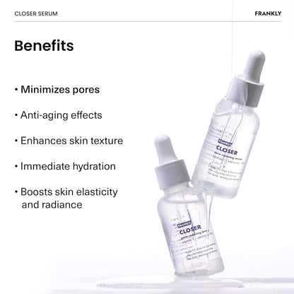 FRANKLY Closer Serum | Pore Minimizer Serum | 9 Peptides, Vegan Collagen, Adenosine, PHA | Korean Pore Minimizer for Glass Skin - Maple Wellness Supplements