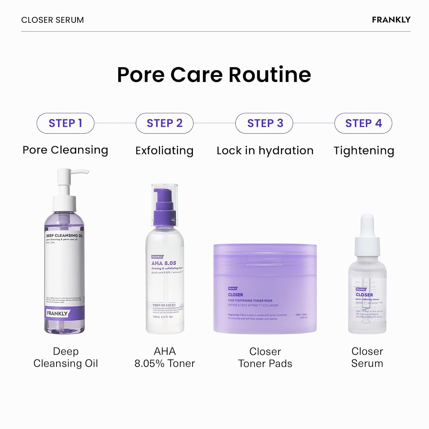 FRANKLY Closer Serum | Pore Minimizer Serum | 9 Peptides, Vegan Collagen, Adenosine, PHA | Korean Pore Minimizer for Glass Skin - Maple Wellness Supplements