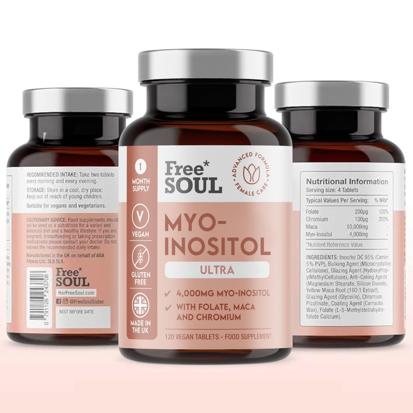 Free Soul Myo-Inositol Ultra Supplement with 4,000mg Myo-Inositol, 200ug Folate, 100ug - Maple Wellness Supplements
