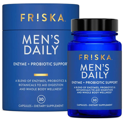Friska Daily Digestive Enzymes with Probiotics for Men - Helps Break Down Protein, Fat & Carbs, Reduces Bloating & Gas, with Vitamins B6 & B12, 30 Capsules - Maple Wellness Supplements