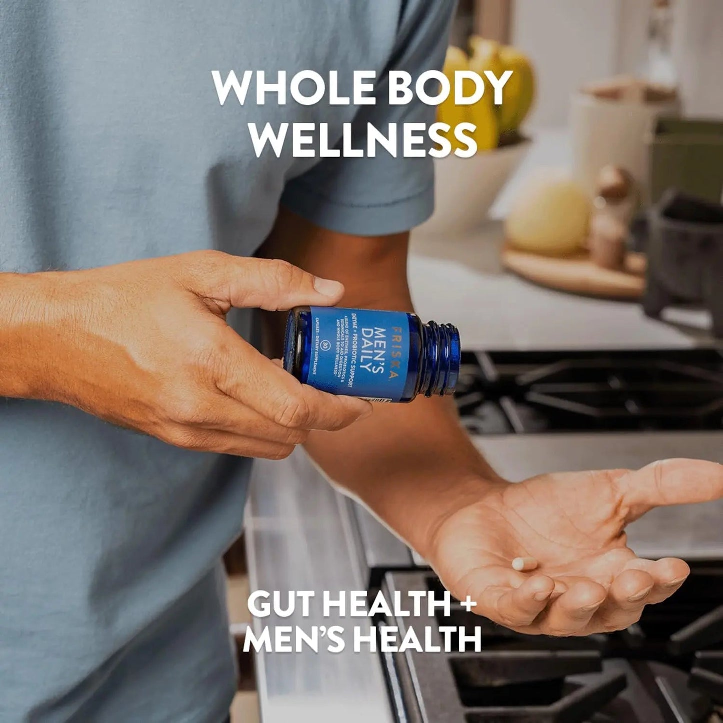 Friska Daily Digestive Enzymes with Probiotics for Men - Helps Break Down Protein, Fat & Carbs, Reduces Bloating & Gas, with Vitamins B6 & B12, 30 Capsules - Maple Wellness Supplements