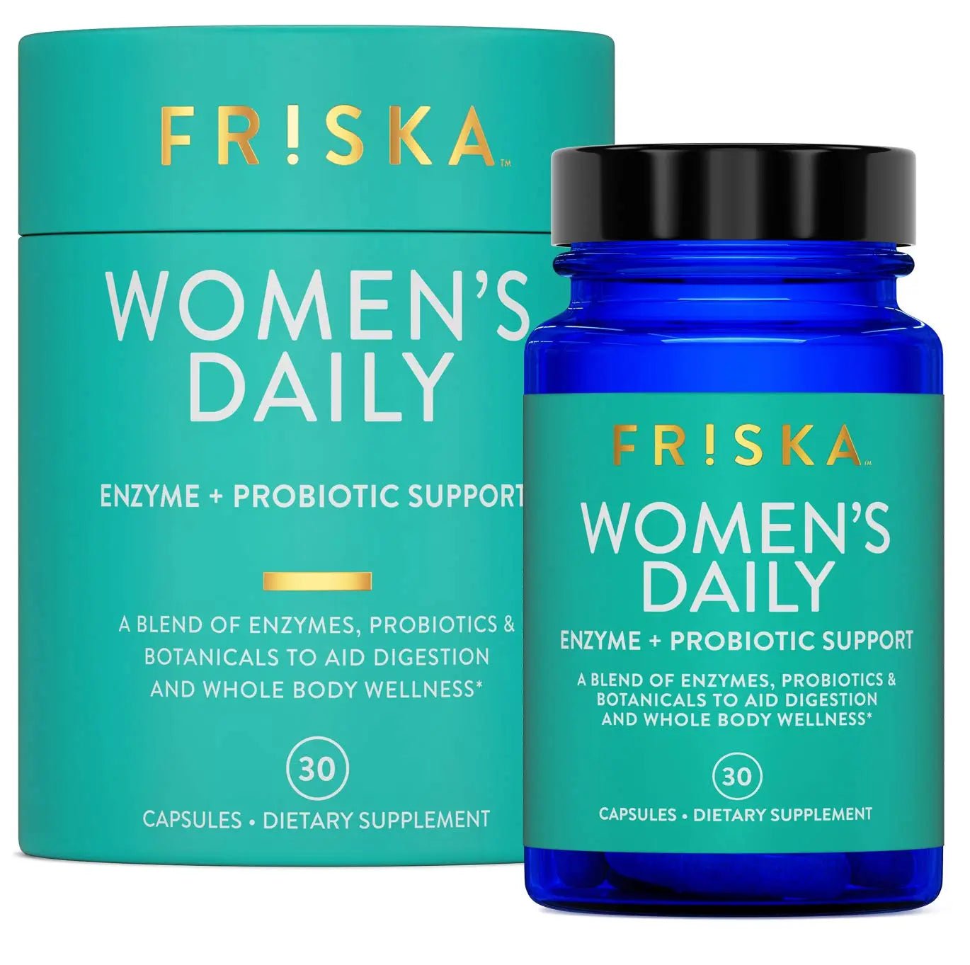 FRISKA Women’s Daily Digestive Enzyme and Probiotics Supplement, Advanced Natural Support for Female Digestive Health, Fights Bloating, Eases Digestion, Supports Nutrient Absorption, 30 Capsules - Maple Wellness Supplements