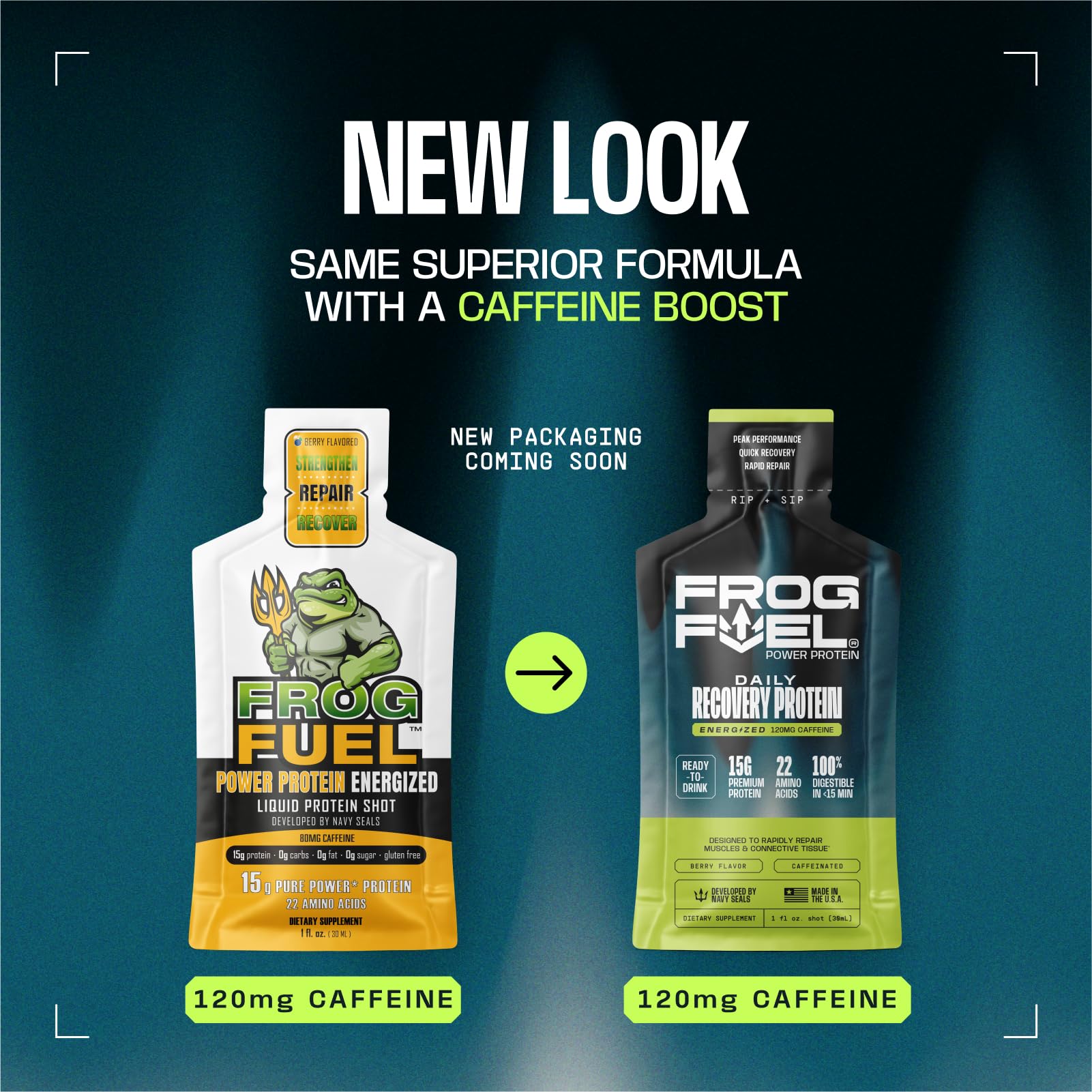 Frog Fuel Power Energized Complete Protein Shot, 15g, Nano Hydrolyzed & Grass Fed, 80mg Caffeine, Gluten Free, Fat & Sugar Free, 22 Amino Acids, - Maple Wellness Supplements