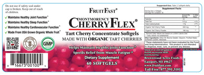 FruitFast CherryFlex 100% Red Tart Organic Cherry Concentrate Supplement - Chewable Softgel - 60 Count - Non-GMO and Gluten Free - Promotes Healthy Joint Function* - Maple Wellness Supplements