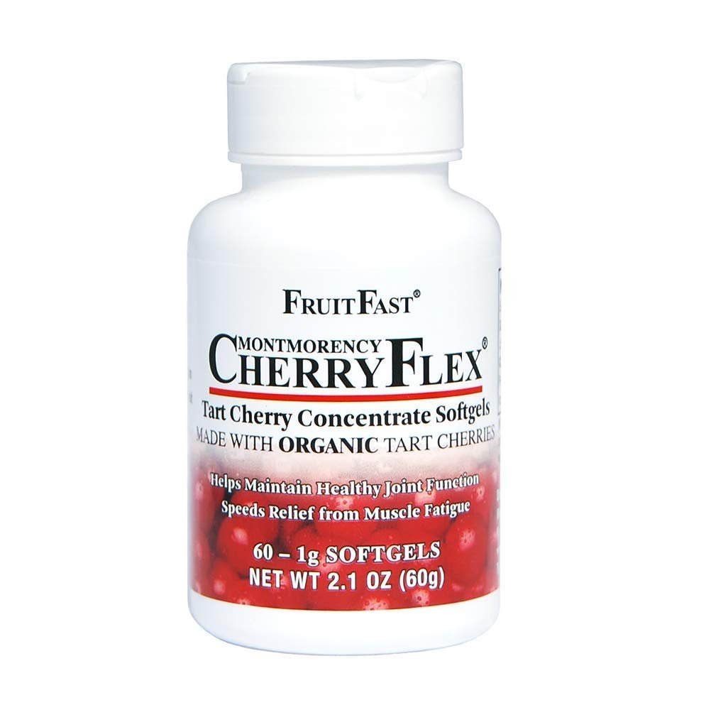 FruitFast CherryFlex 100% Red Tart Organic Cherry Concentrate Supplement - Chewable Softgel - 60 Count - Non-GMO and Gluten Free - Promotes Healthy Joint Function* - Maple Wellness Supplements