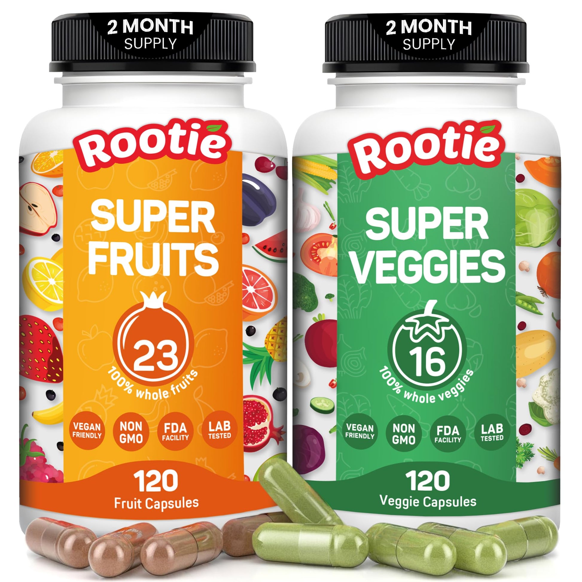 Fruits and Veggies Supplement (60 Day Supply) Powerfull Blend of 39 Whole Fruits and Veggies, Fills Nutritional Gaps, Get Energy, Well-being. USA Made Non-GMO/Vegan/Gluten Free. Packaging May Vary - Maple Wellness Supplements