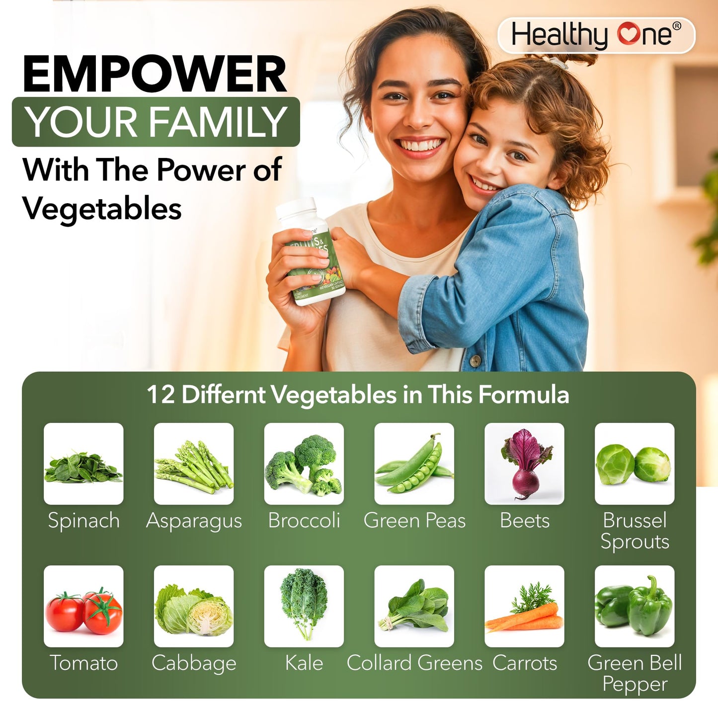 Fruits & Veggies Formula - 27 Premium Whole Foods - Organic Ingredients - Equals 3 Servings of Fruits & Vegetables - Improve Energy, Focus & Immune Function - Fiber - Antioxidants - 120ct (60 Serv) - Maple Wellness Supplements