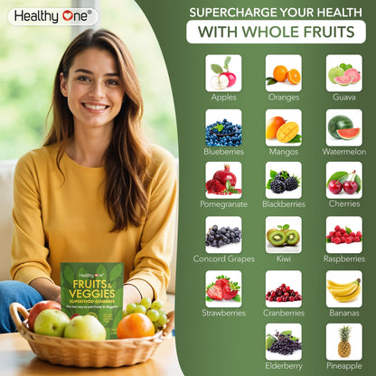 Fruits & Veggies Sugar-Free Gummies - 27 Whole Foods - Equals 3 Servings of Fruits & Vegetables - Improve Energy, Focus & Immune Function - Fiber - Antioxidants - Organic Ingredients - 14 Packets - Maple Wellness Supplements