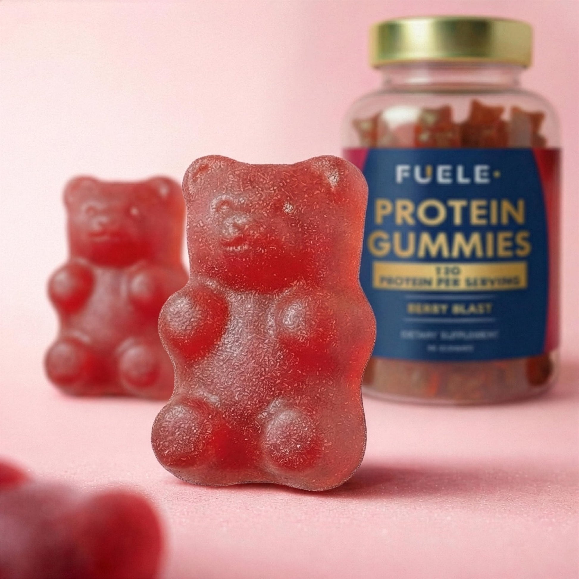 FUELE+ Protein Gummies – 12g High Protein Snack, Mixed Berry Flavor, No Added Sugar, Whey Protein Gummies, Supports Muscle Recovery, Post Workout Supplement - Maple Wellness Supplements