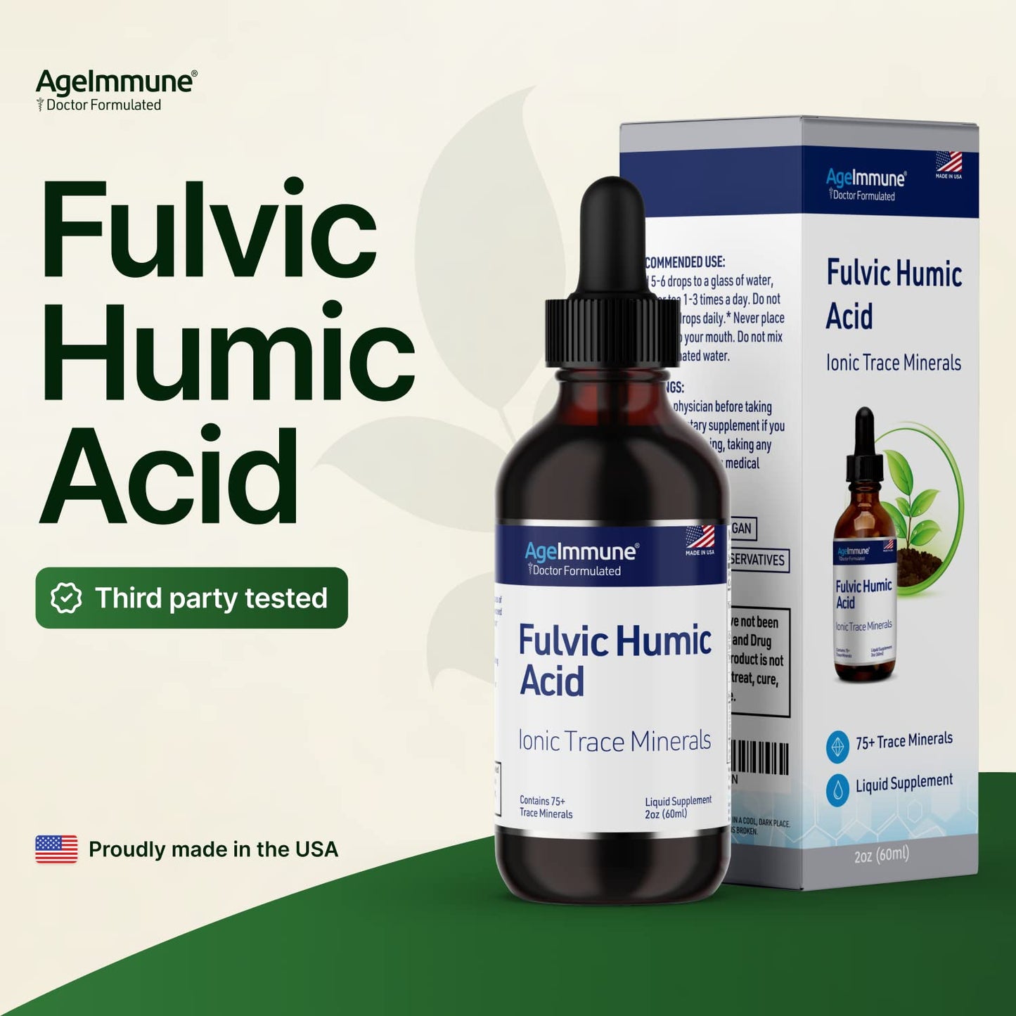 Fulvic Humic Acid 75 + Trace Minerals Liquid Supplement - Plant Derived in USA - Fulvic Acid Minerals Concentrate for Energy, Gut Health and Hydration - Maple Wellness Supplements