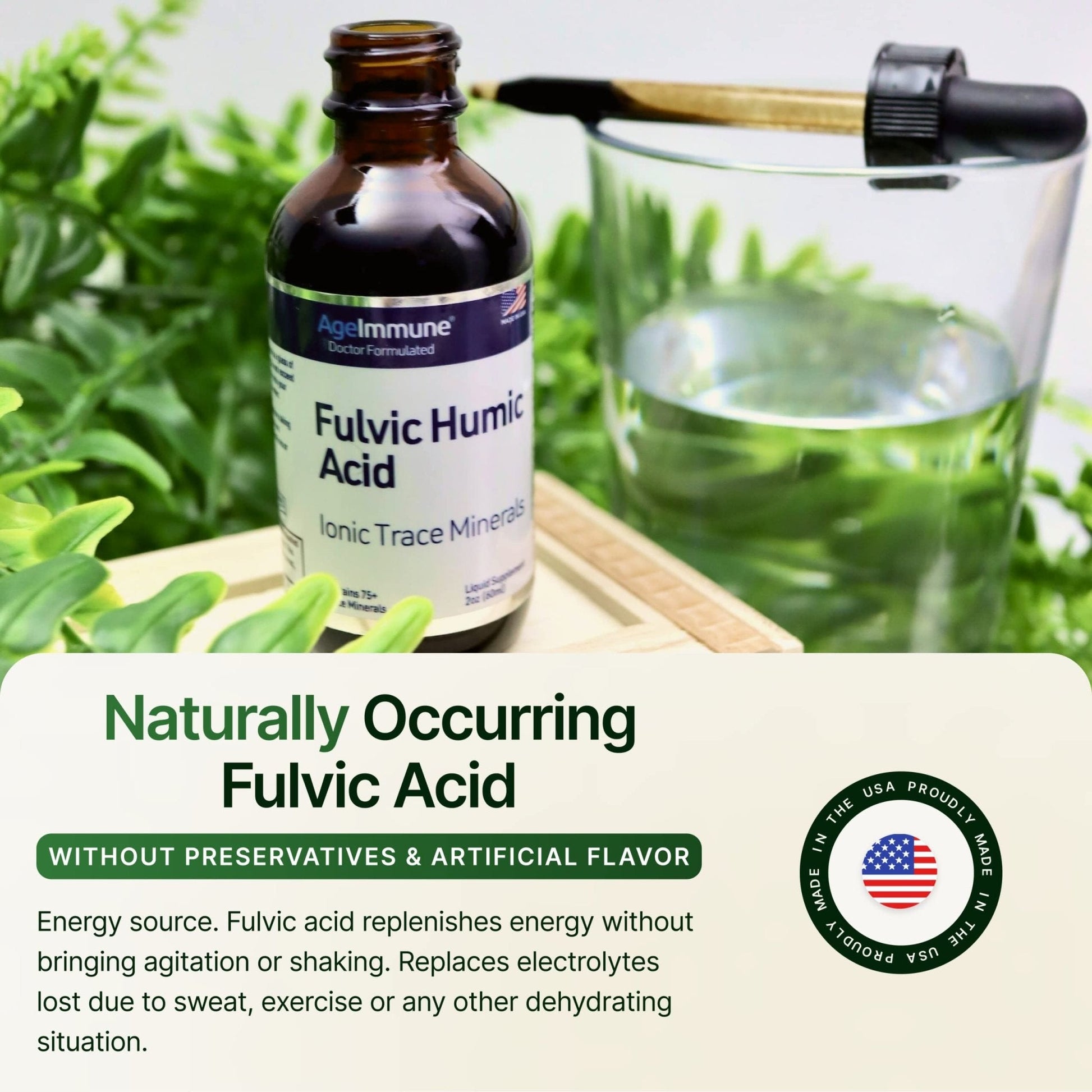 Fulvic Humic Acid 75 + Trace Minerals Liquid Supplement - Plant Derived in USA - Fulvic Acid Minerals Concentrate for Energy, Gut Health and Hydration - Maple Wellness Supplements