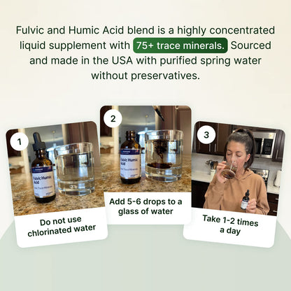 Fulvic Humic Acid 75 + Trace Minerals Liquid Supplement - Plant Derived in USA - Fulvic Acid Minerals Concentrate for Energy, Gut Health and Hydration - Maple Wellness Supplements