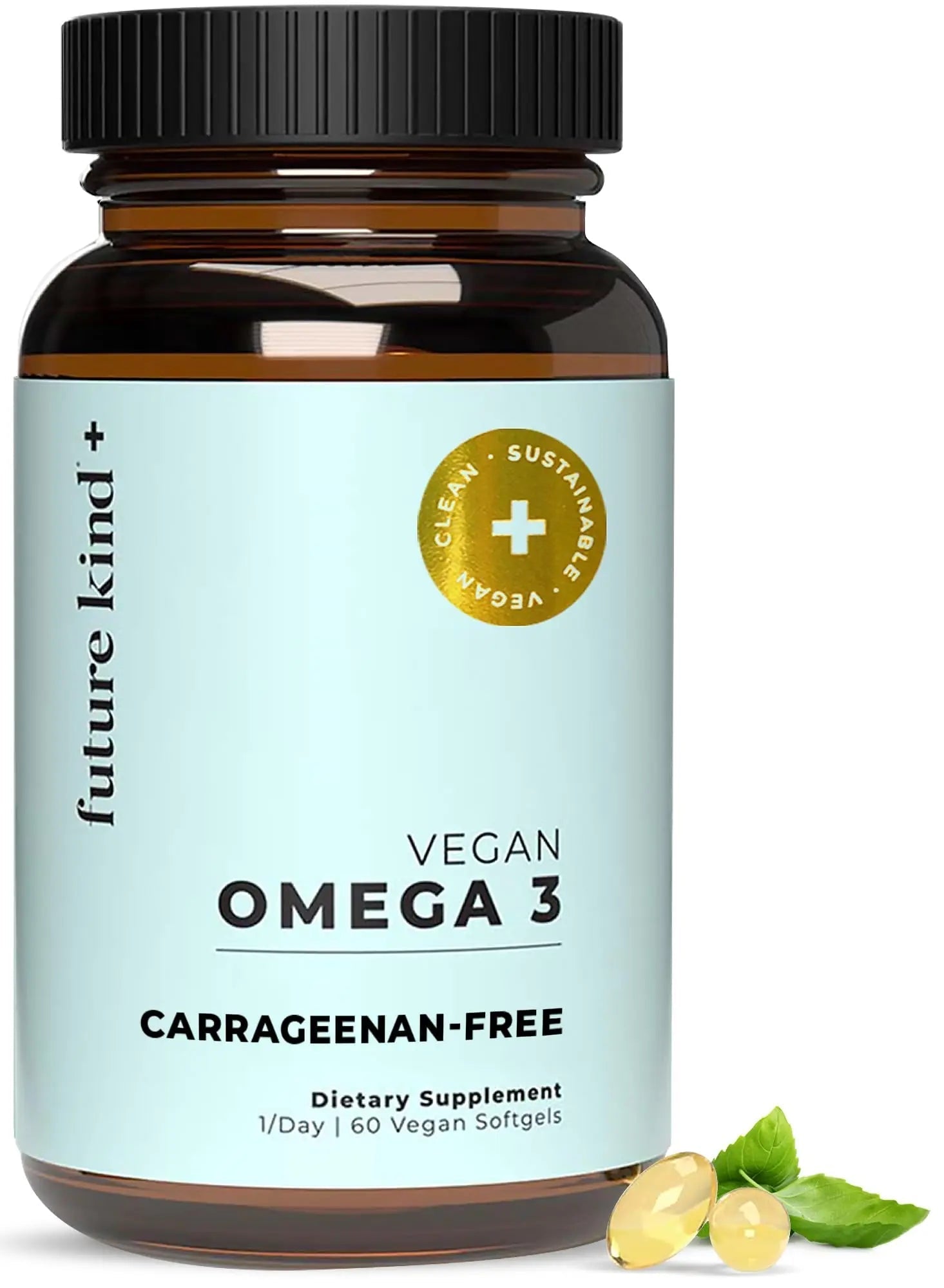 Future Kind Omega-3 Supplement for Clarity, Memory, and Mobility Comfort, 2 Months Supply of Citrus-Scented Softgels with EPA and DHA, Vegan Omega-3 Supplement from Algae, Carrageenan Free, 60 Count - Maple Wellness Supplements