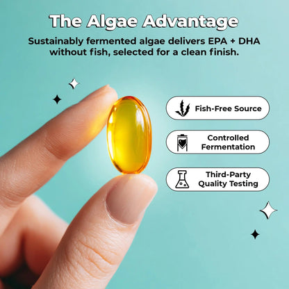 Future Kind Omega-3 Supplement for Clarity, Memory, and Mobility Comfort, 2 Months Supply of Citrus-Scented Softgels with EPA and DHA, Vegan Omega-3 Supplement from Algae, Carrageenan Free, 60 Count - Maple Wellness Supplements