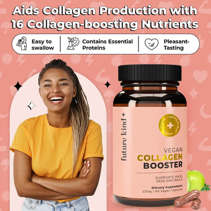 Future Kind Vegan Collagen - Supports Collagen Production with Biotin and Vitamin C (60 Capsules in Glass Bottle) - Maple Wellness Supplements