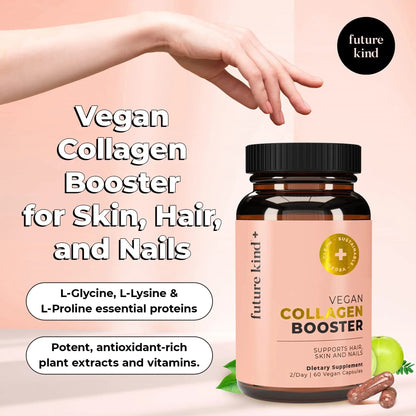 Future Kind Vegan Collagen - Supports Collagen Production with Biotin and Vitamin C (60 Capsules in Glass Bottle) - Maple Wellness Supplements