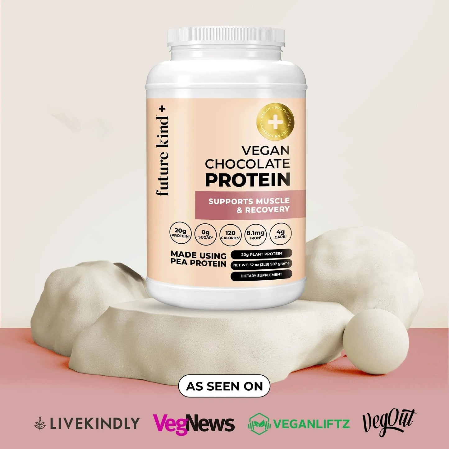 Future Kind Vegan Protein Powder, Chocolate, Pea Plant Protein for Lean Muscle with Iron & Fiber, Whey-Free, Sugar-Free, Soy-Free, Non-Dairy (34 Servings) - Maple Wellness Supplements