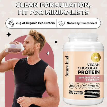 Future Kind Vegan Protein Powder, Chocolate, Pea Plant Protein for Lean Muscle with Iron & Fiber, Whey-Free, Sugar-Free, Soy-Free, Non-Dairy (34 Servings) - Maple Wellness Supplements