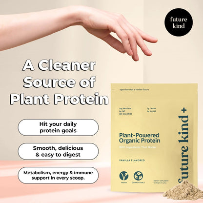 Future Kind Vegan Protein Powder, Vanilla, Pea Plant Protein for Lean Muscle with Iron & Fiber, Whey-Free, Sugar-Free, Soy-Free, Non-Dairy (34 Servings) - Maple Wellness Supplements