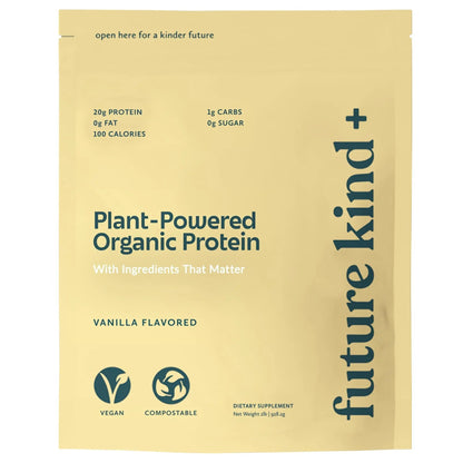 Future Kind Vegan Protein Powder, Vanilla, Pea Plant Protein for Lean Muscle with Iron & Fiber, Whey-Free, Sugar-Free, Soy-Free, Non-Dairy (34 Servings) - Maple Wellness Supplements