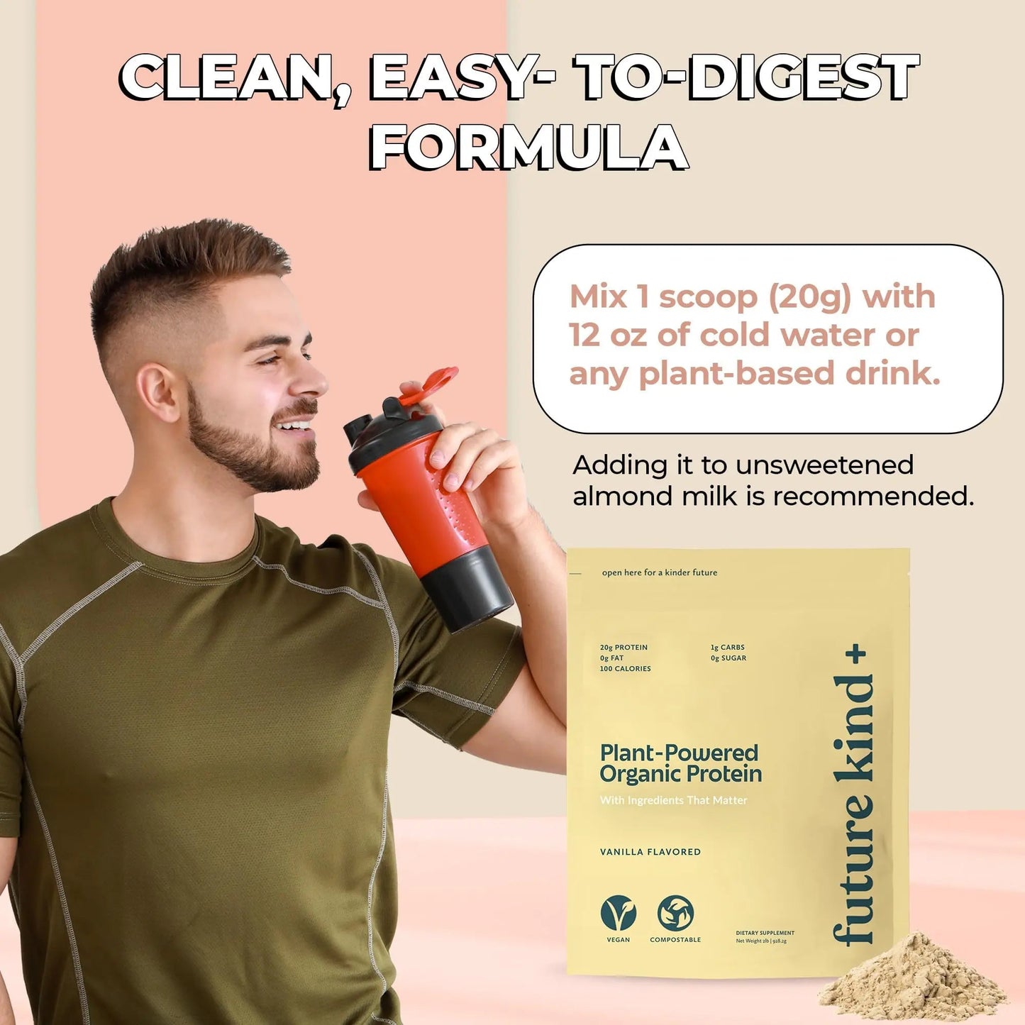 Future Kind Vegan Protein Powder, Vanilla, Pea Plant Protein for Lean Muscle with Iron & Fiber, Whey-Free, Sugar-Free, Soy-Free, Non-Dairy (34 Servings) - Maple Wellness Supplements